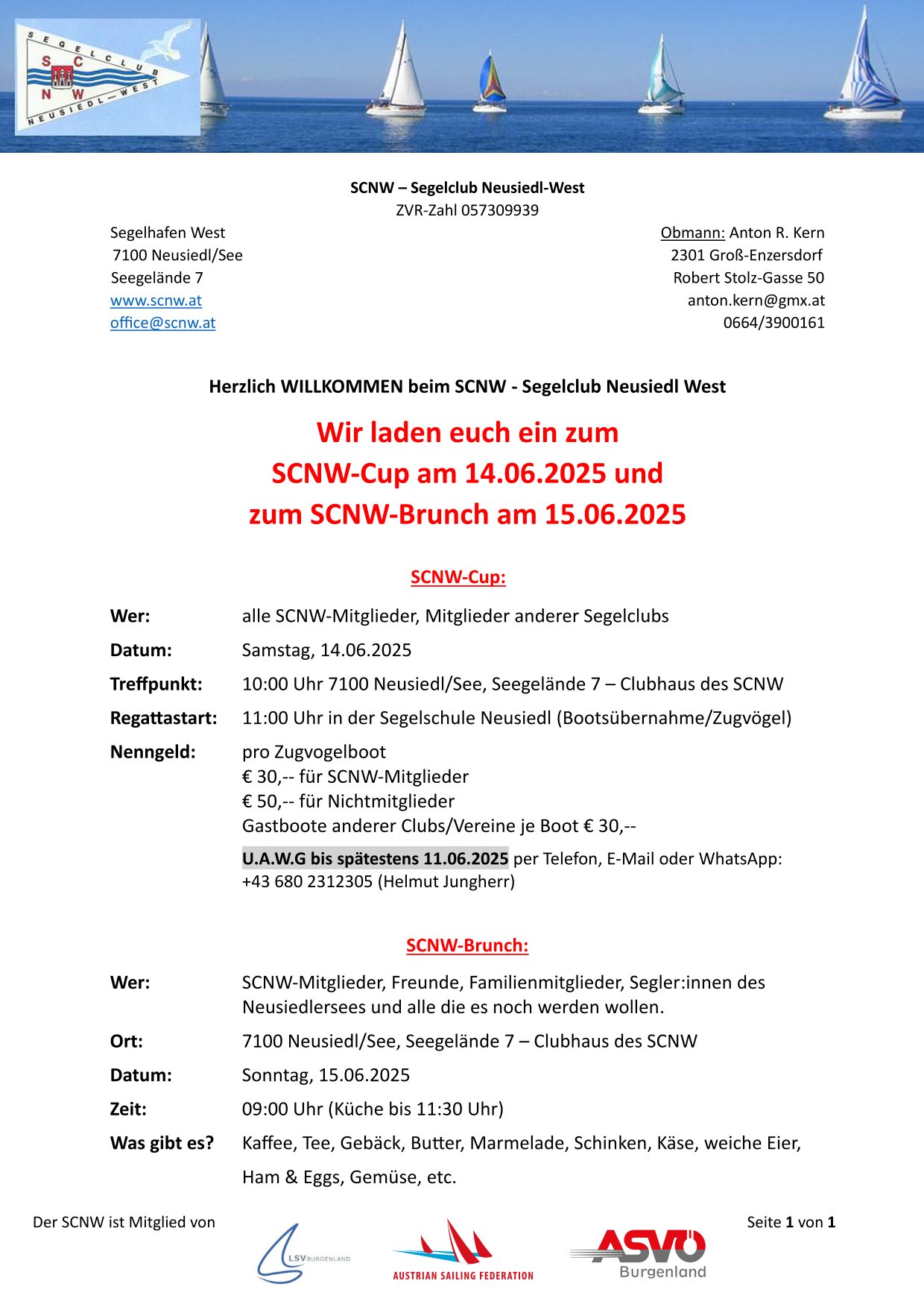 2025 06 14 Einladung Frühstück und Zugvogelregatta 1